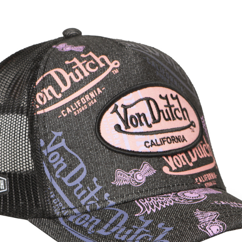 Casquette Vondutch Noire Trucker Snapback en Denim CAFE