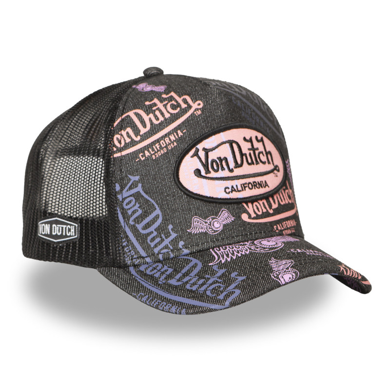 Casquette Vondutch Noire Trucker Snapback en Denim CAFE
