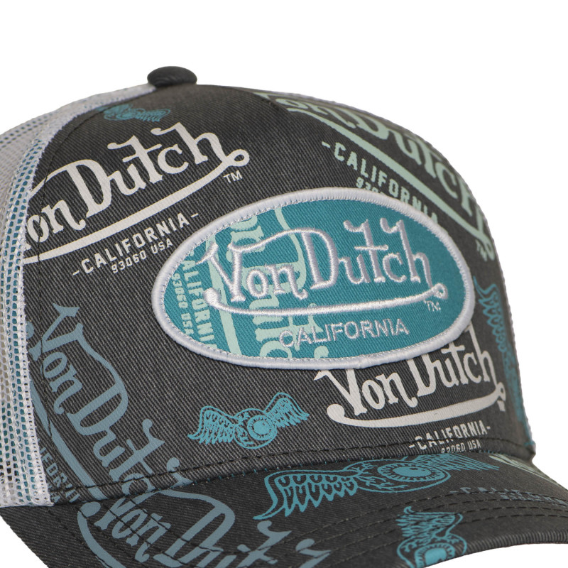 Casquette Vondutch Grise Trucker Snapback en Denim CAFE