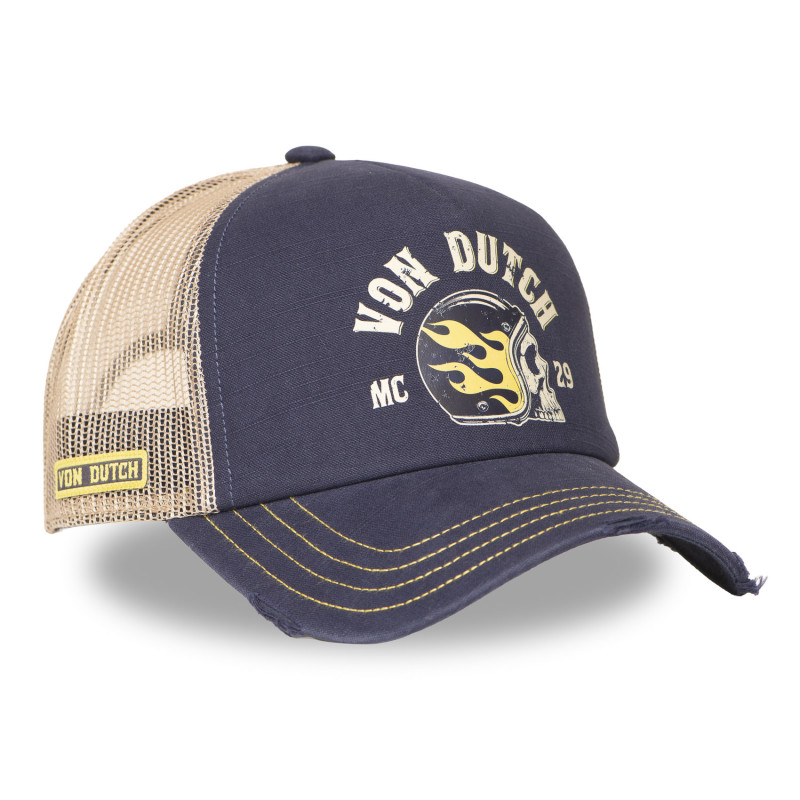 Casquette Vondutch Bleue Trucker Snapback effet Usé CREW