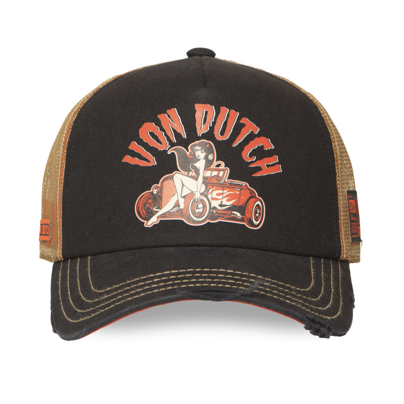 Casquette Vondutch Noire Trucker Snapback effet Usé CREW