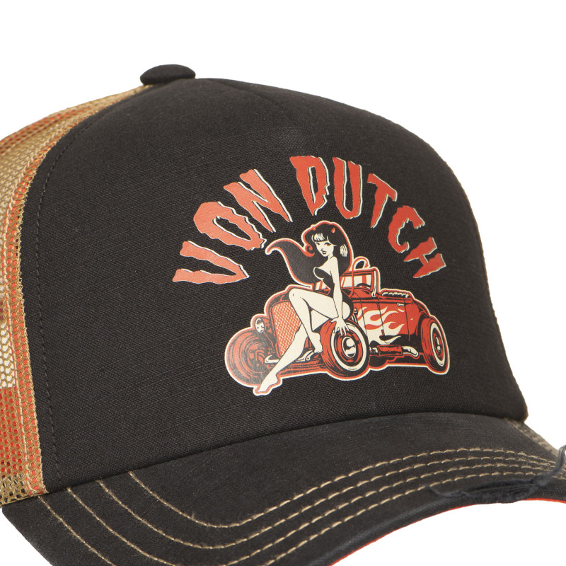 Casquette Vondutch Noire Trucker Snapback effet Usé CREW