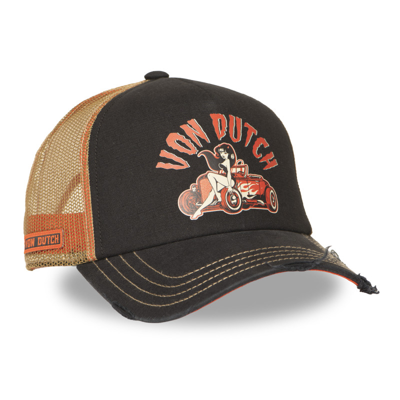 Casquette Vondutch Noire Trucker Snapback effet Usé CREW