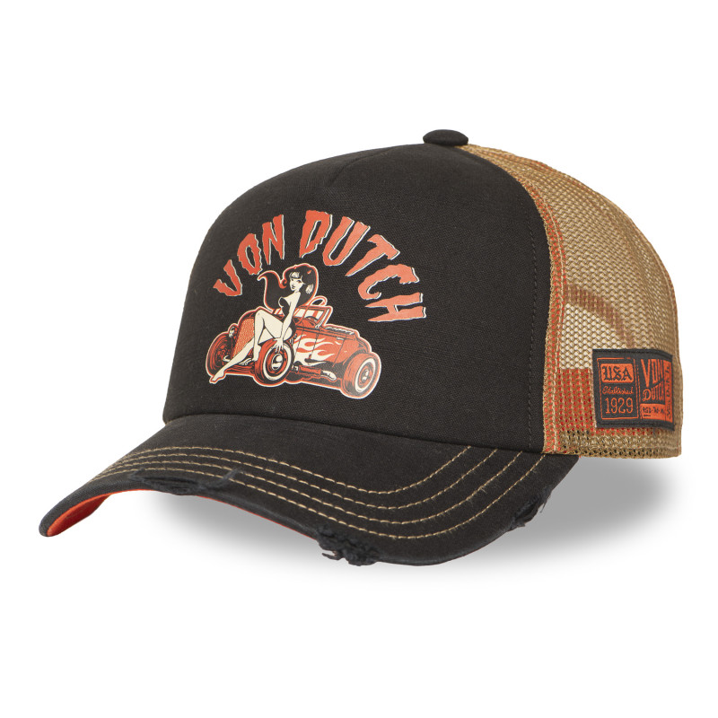 Casquette Vondutch Noire Trucker Snapback effet Usé CREW