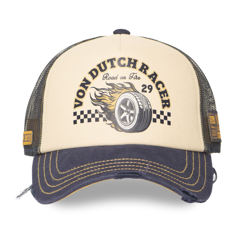 Casquette Vondutch Beige Trucker Snapback effet Usé CREW