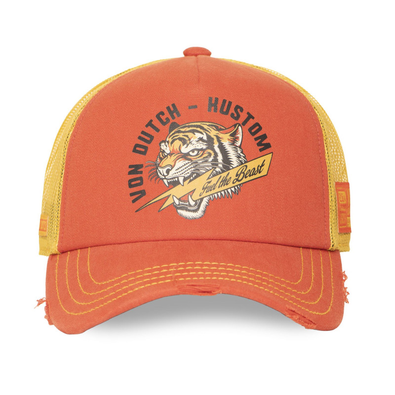 Casquette Vondutch Orange Trucker Snapback effet Usé CREW