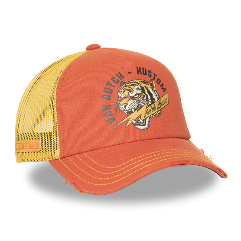 Casquette Vondutch Orange Trucker Snapback effet Usé CREW