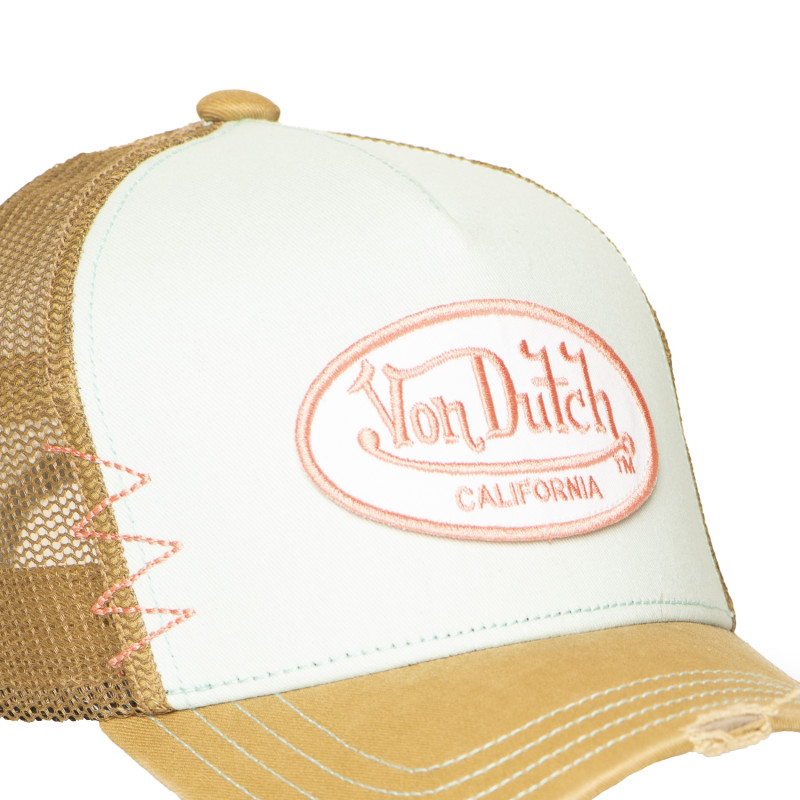 Casquette Vondutch Marron Trucker Snapback effet Usé USED