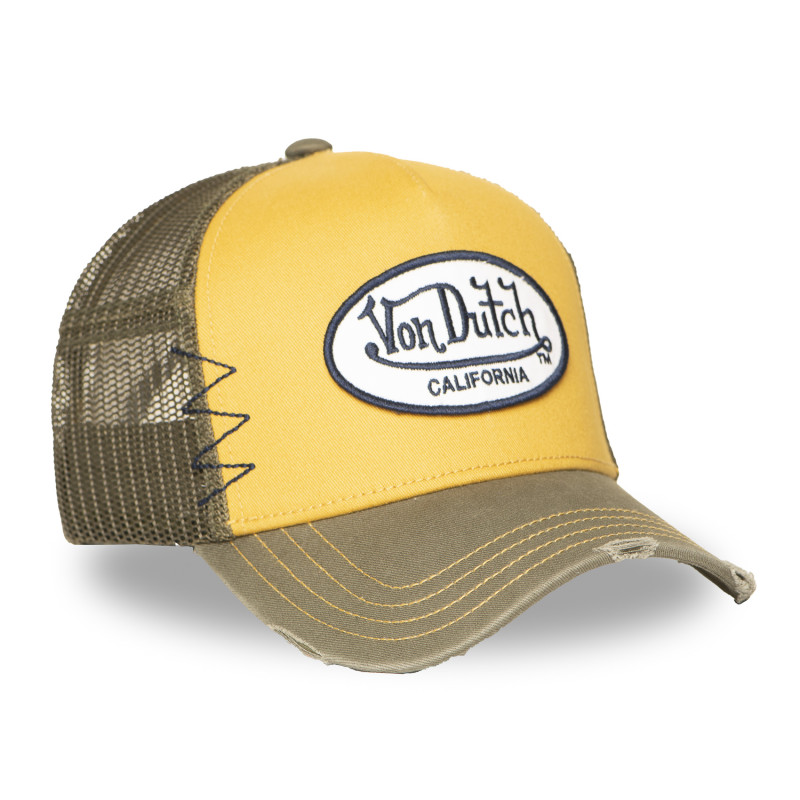 Casquette Vondutch Kaki Trucker Snapback effet Usé USED