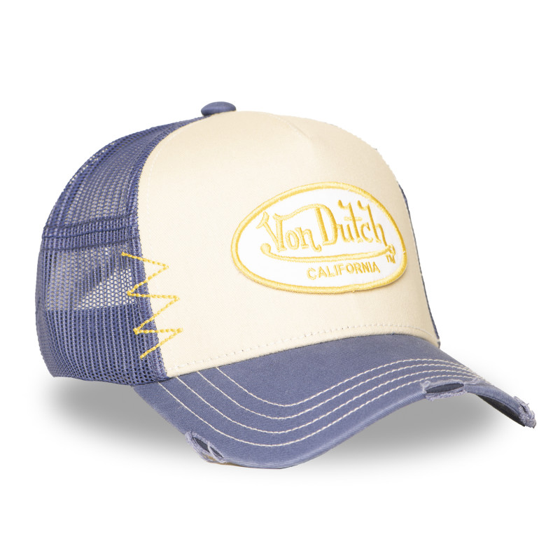 Casquette Vondutch Bleue Trucker Snapback effet Usé USED