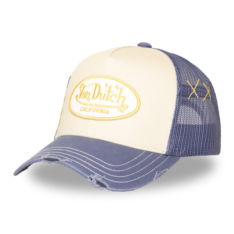 Casquette Vondutch Bleue Trucker Snapback effet Usé USED