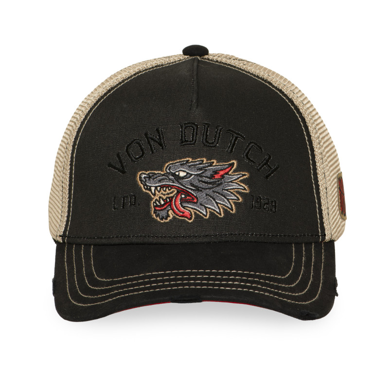 Casquette Vondutch Noire Trucker Snapback effet Bambou, Usé WILD