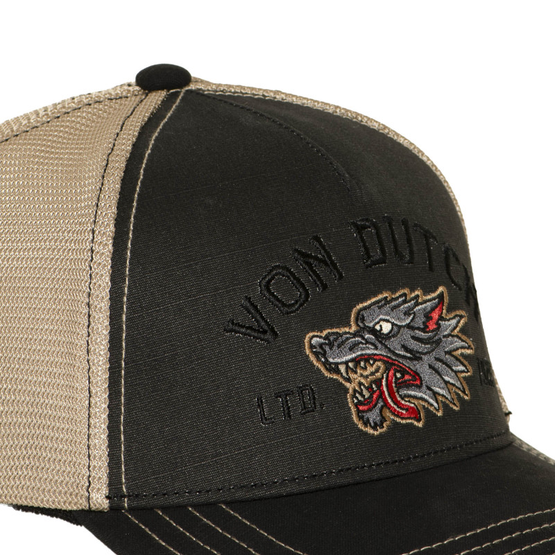 Casquette Vondutch Noire Trucker Snapback effet Bambou, Usé WILD