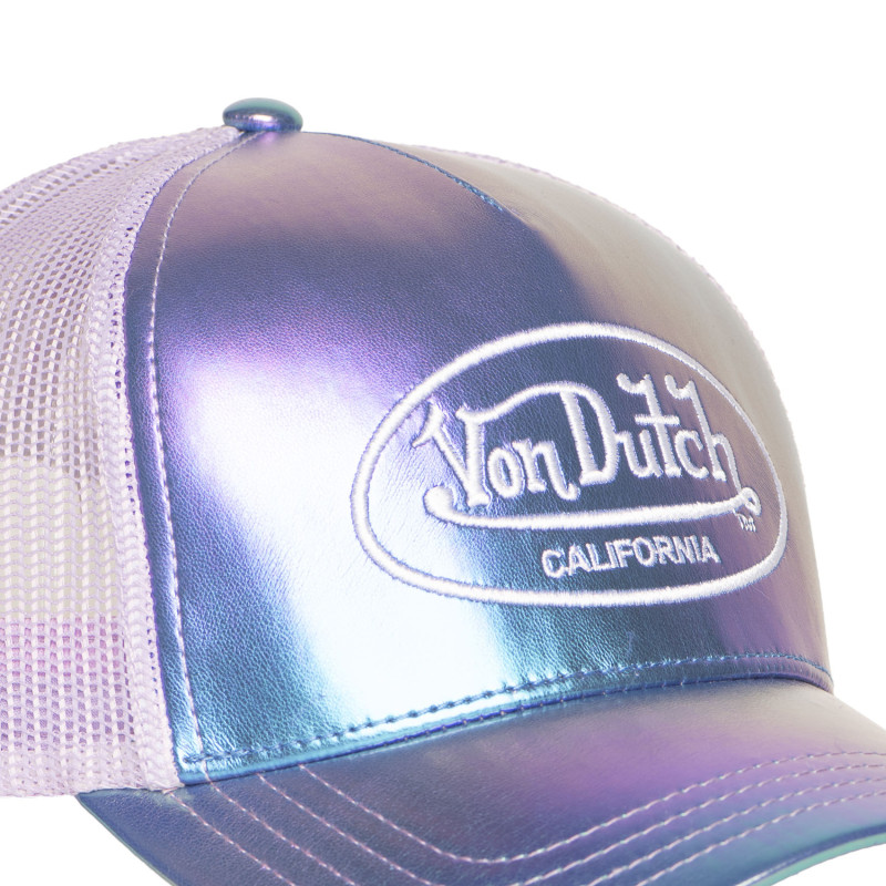 Casquette Vondutch Violette Trucker Snapback en PU effet Brillant, HOLOGRAM