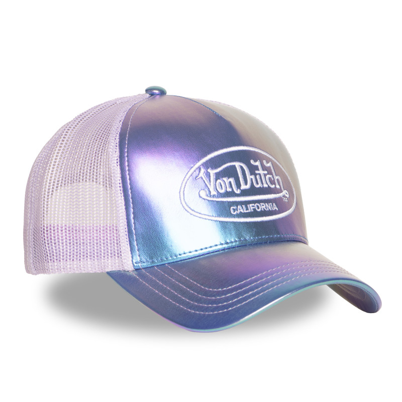Casquette Vondutch Violette Trucker Snapback en PU effet Brillant, HOLOGRAM