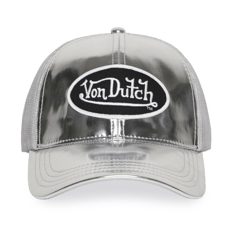 Casquette Vondutch Grise Trucker Snapback en PU effet Brillant SHINY