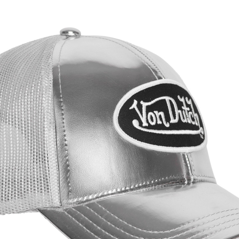 Casquette Vondutch Grise Trucker Snapback en PU effet Brillant SHINY