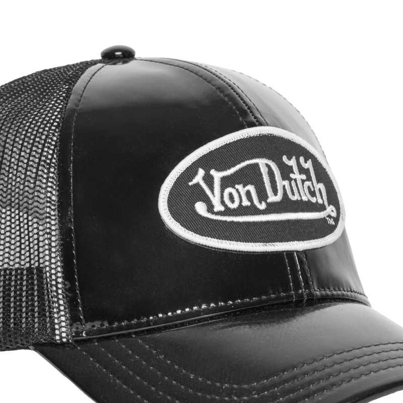 Casquette Vondutch Noire Trucker Snapback en PU effet Brillant SHINY