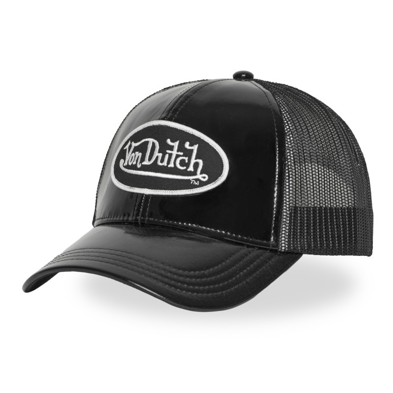 Casquette Vondutch Noire Trucker Snapback en PU effet Brillant SHINY