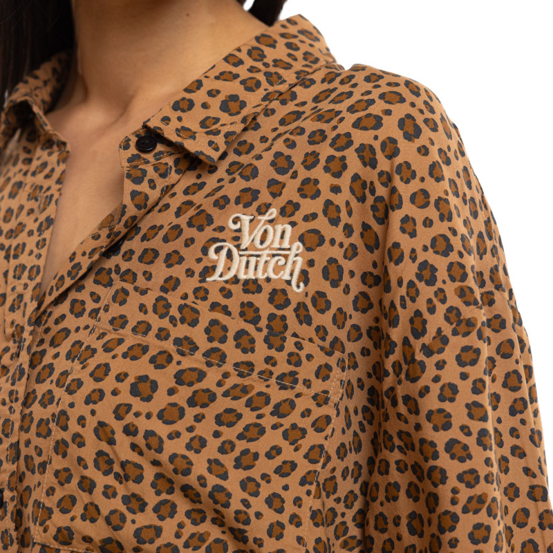 Chemise coupe Oversize Manches courtes Marron BEAST | Femme - Vondutch