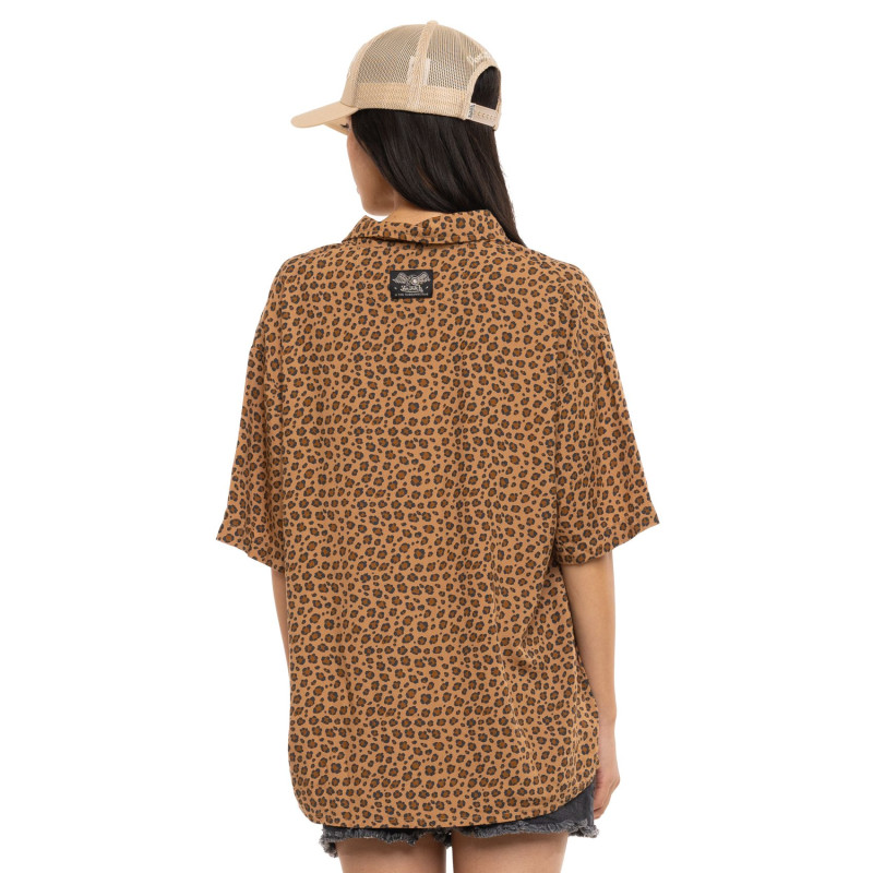 Chemise coupe Oversize Manches courtes Marron BEAST | Femme - Vondutch