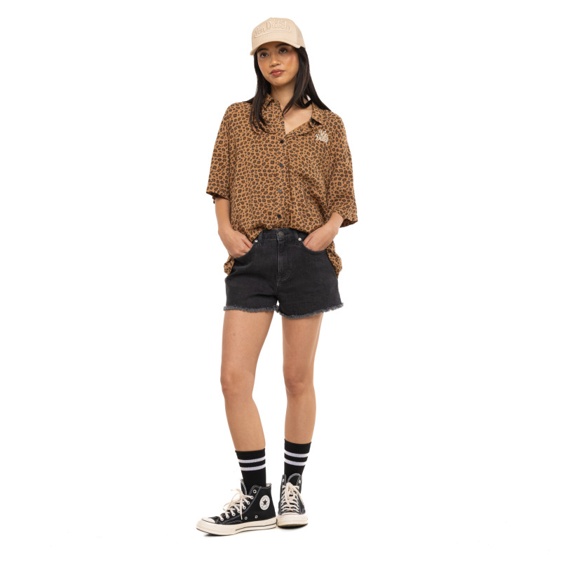 Chemise coupe Oversize Manches courtes Marron BEAST | Femme - Vondutch