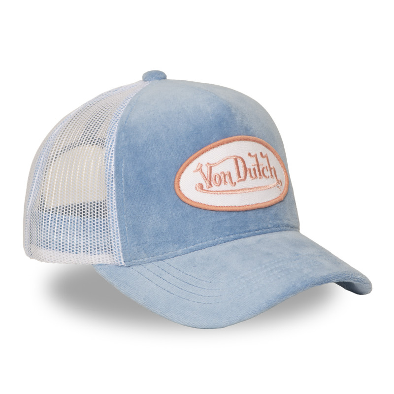 Casquette Bleue Trucker Snapback en Velours KYLIE | Vondutch