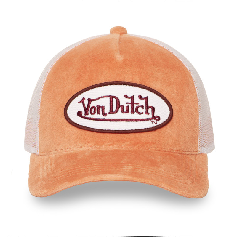 Casquette Orange Trucker Snapback en Velours KYLIE | Vondutch