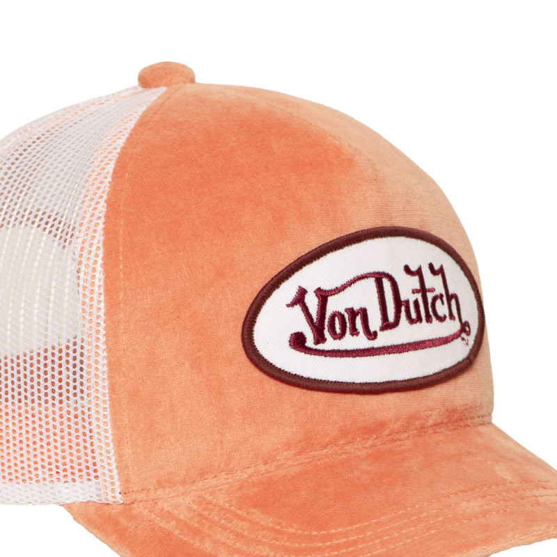 Casquette Orange Trucker Snapback en Velours KYLIE | Vondutch