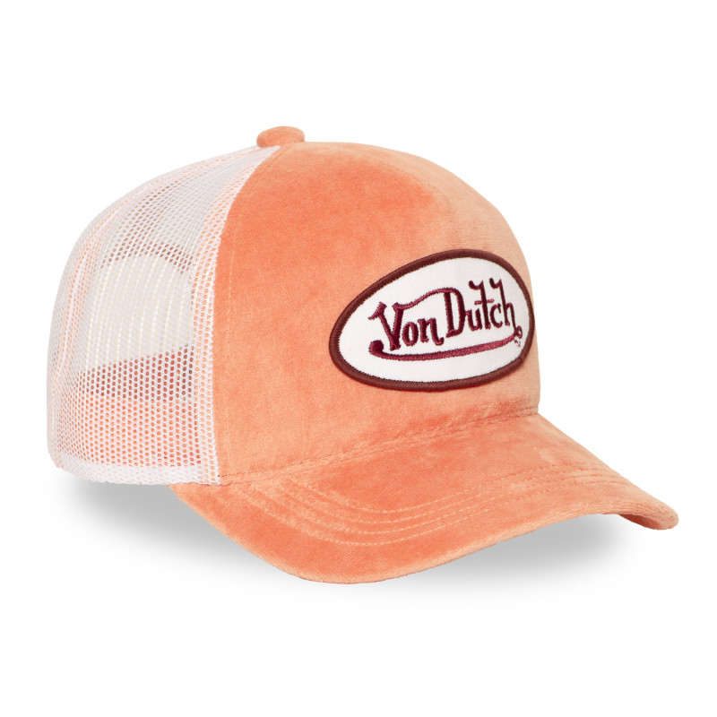 Casquette Orange Trucker Snapback en Velours KYLIE | Vondutch