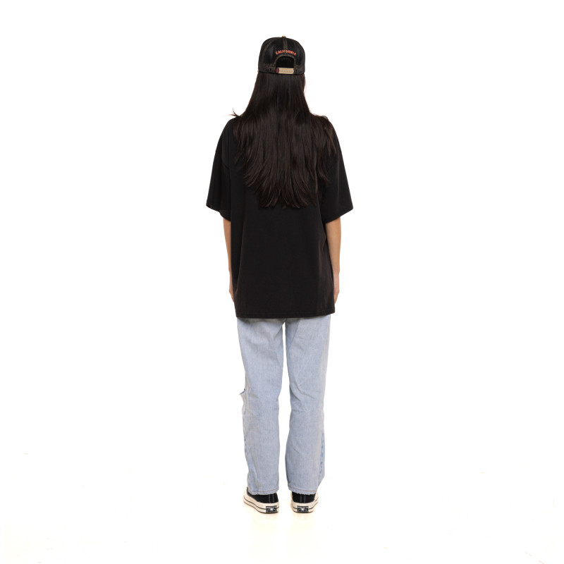 Tee Shirt Noir coupe Relaxed fit Col rond WOLF | Femme - Vondutch