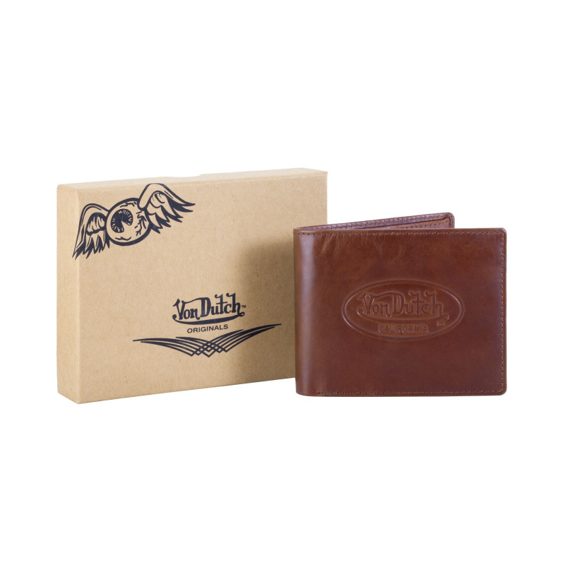 Portefeuille en cuir véritable Bute 2 volets  9x11 cm