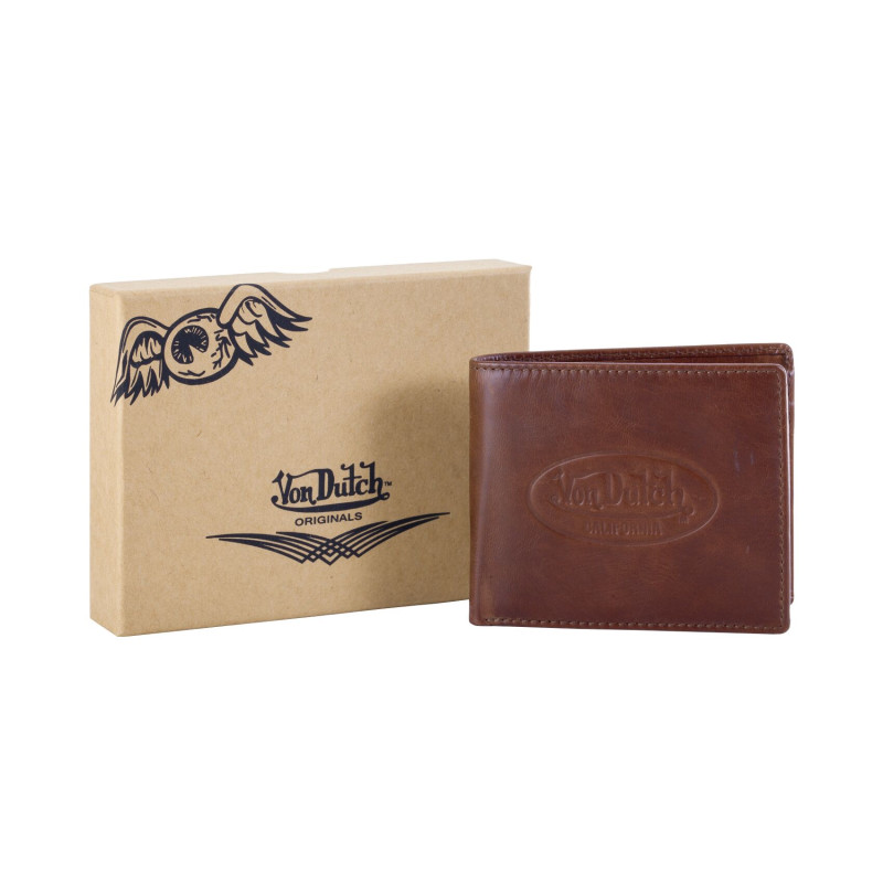 Portefeuille en cuir véritable Blae 2 volets 9x11 cm