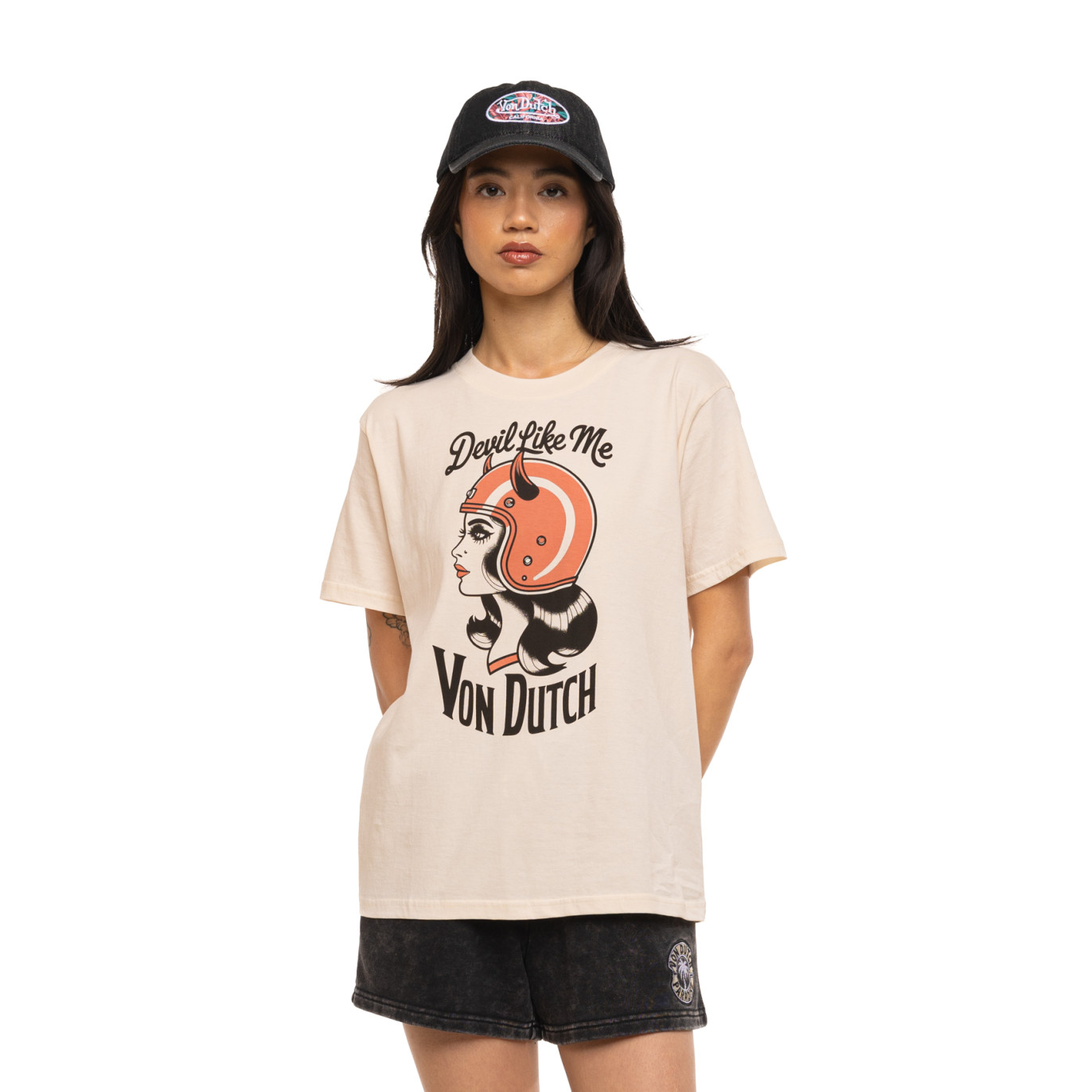 Tee Shirt Beige coupe Régular Col boutonné DEVIL | Femme - Vondutch