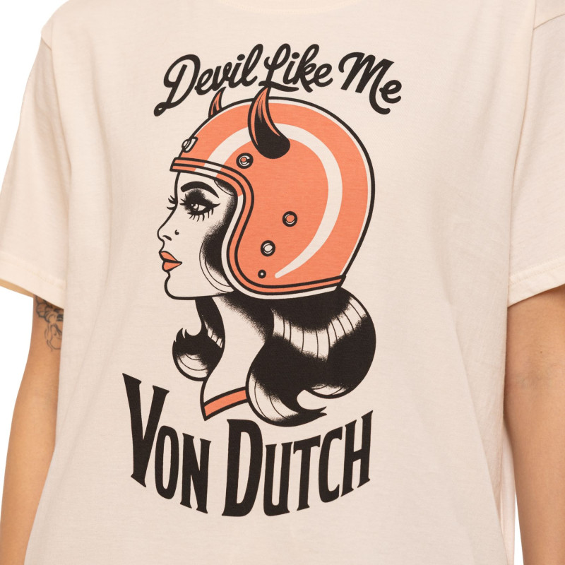 T-shirt femme col rond regular avec print devant et dos Devil