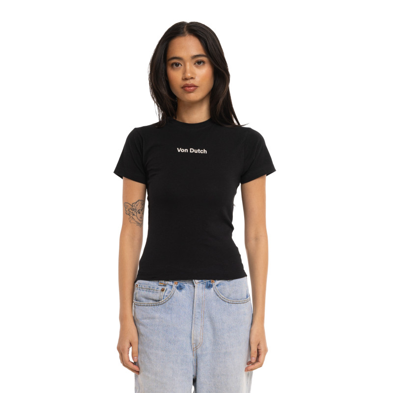Tee Shirt Noir coupe Slim Col rond FLASH | Femme - Vondutch | Von Dutch