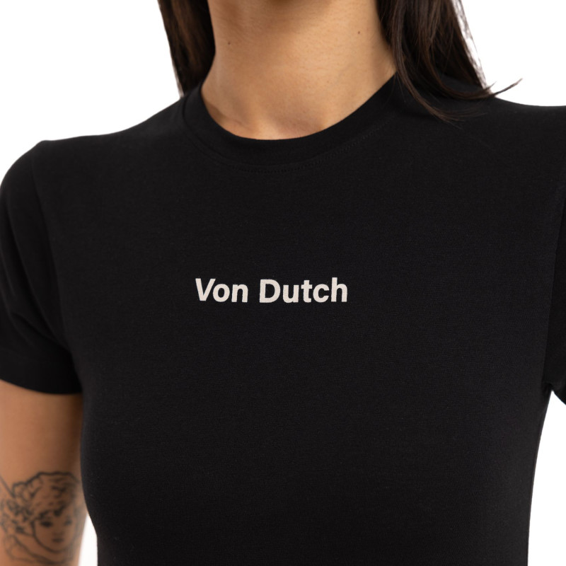 Tee Shirt Noir coupe Slim Col rond FLASH | Femme - Vondutch