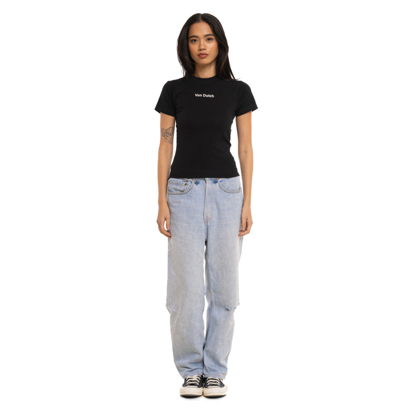 Tee Shirt Noir coupe Slim Col rond FLASH | Femme - Vondutch | Von Dutch