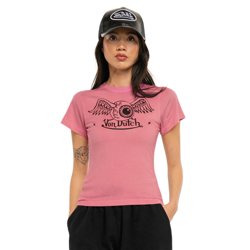 Tee Shirt Rose coupe Slim Col rond LUCY | Femme - Vondutch | Von Dutch