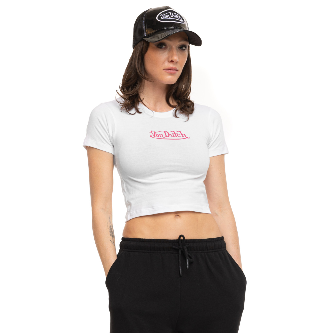 Tee shirt crop top Blanc coupe Régular RUD | Femme - Vondutch