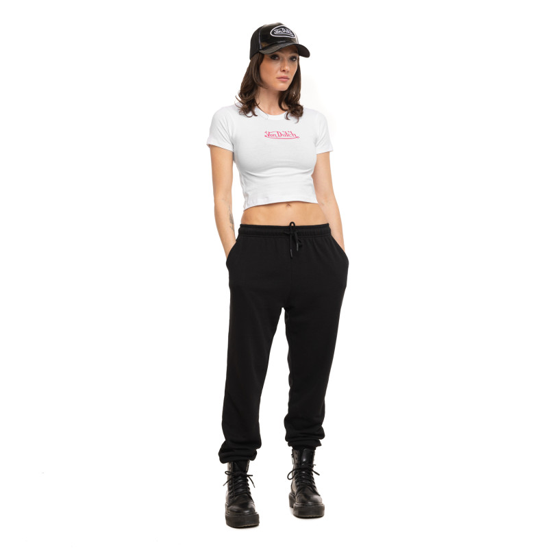 T-shirt femme crop top moulant col rond print devant Rud