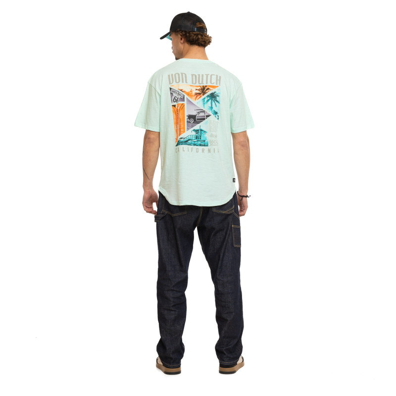 Tee Shirt Vert coupe Oversize Col rond effet Flammé DREAM | Homme - Vondutch | Von Dutch