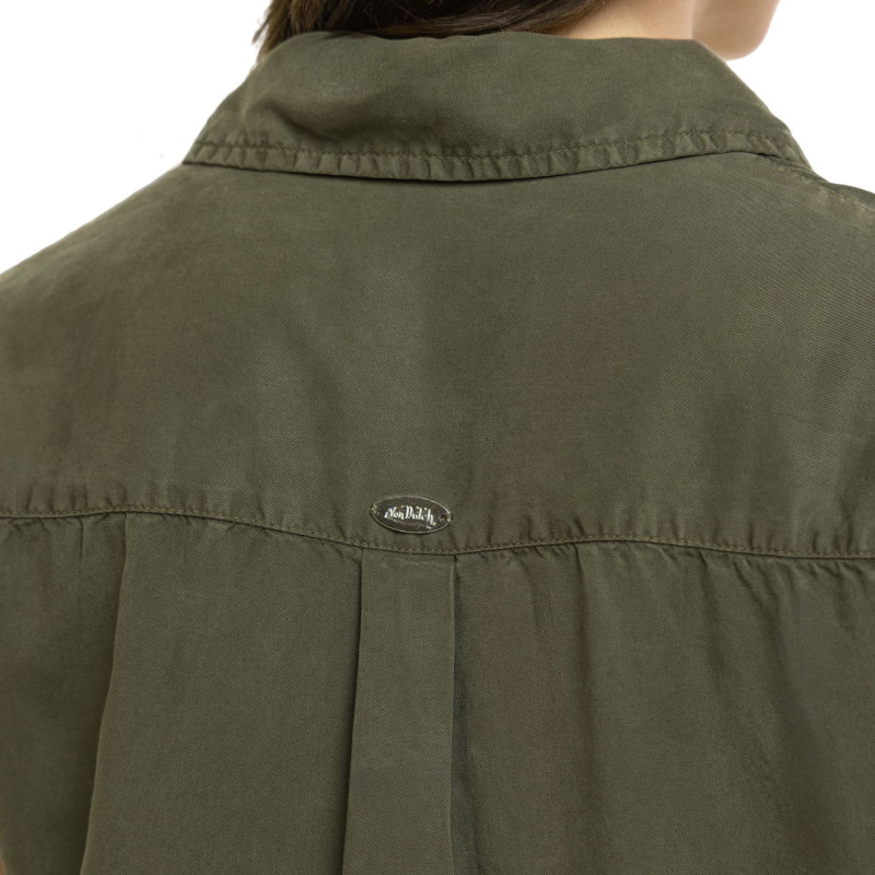 Robe Kaki Été coupe Fluide Col boutonné CHEVRON | Femme - Vondutch