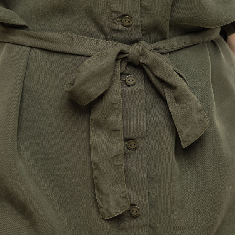 Robe Kaki Été coupe Fluide Col boutonné CHEVRON | Femme - Vondutch