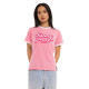 T-shirt femme col rond avec Rib contrastés et print devant Groovy