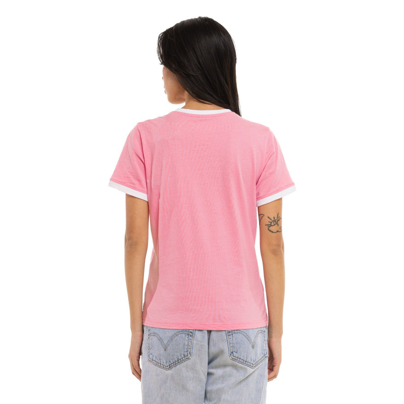 T-shirt femme col rond avec Rib contrastés et print devant Groovy