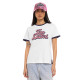 T-shirt femme col rond avec Rib contrastés et print devant Groovy