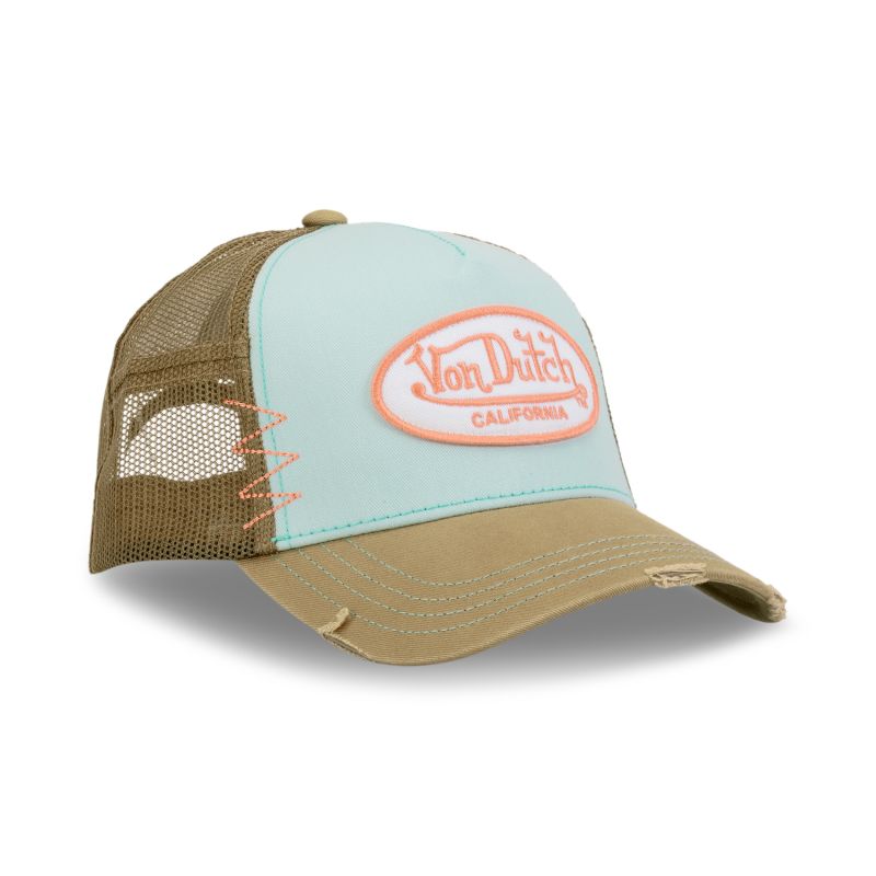 Casquette Vondutch Marron Trucker Snapback effet Usé USED | Vondutch