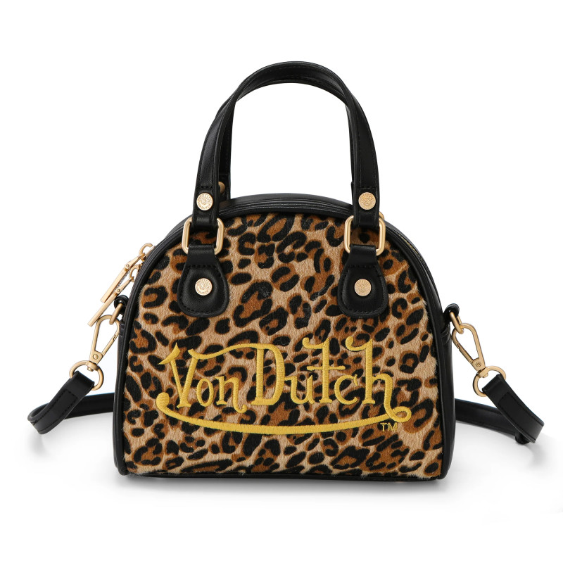 Sac bowling avec bandoulière effet fourrure avec broderie Leopard | Von Dutch