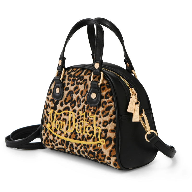 Sac bowling avec bandoulière effet fourrure avec broderie Leopard | Von Dutch